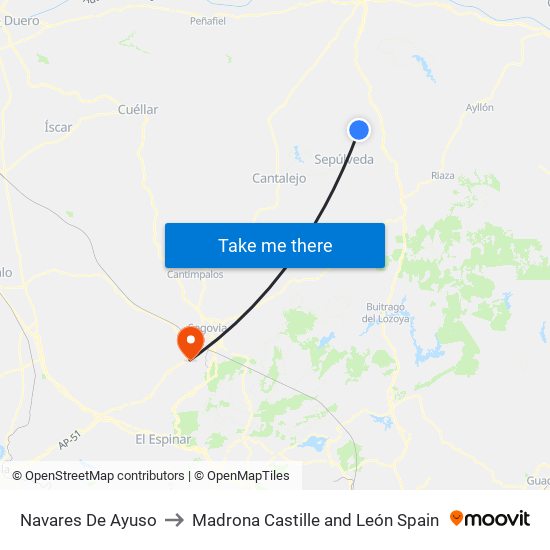 Navares De Ayuso to Madrona Castille and León Spain map