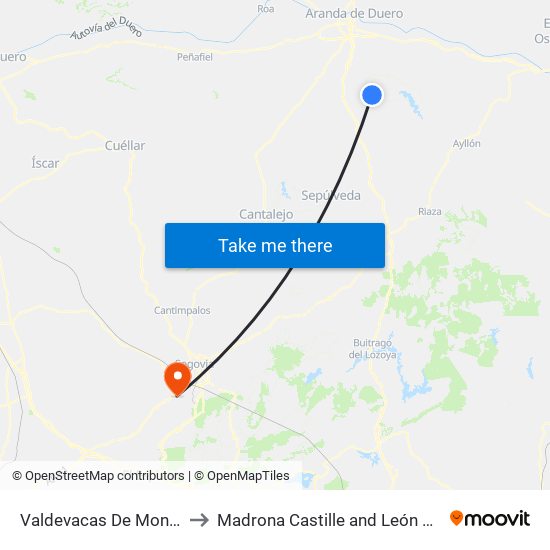 Valdevacas De Montejo to Madrona Castille and León Spain map