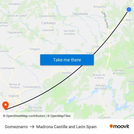 Gomeznarro to Madrona Castille and León Spain map