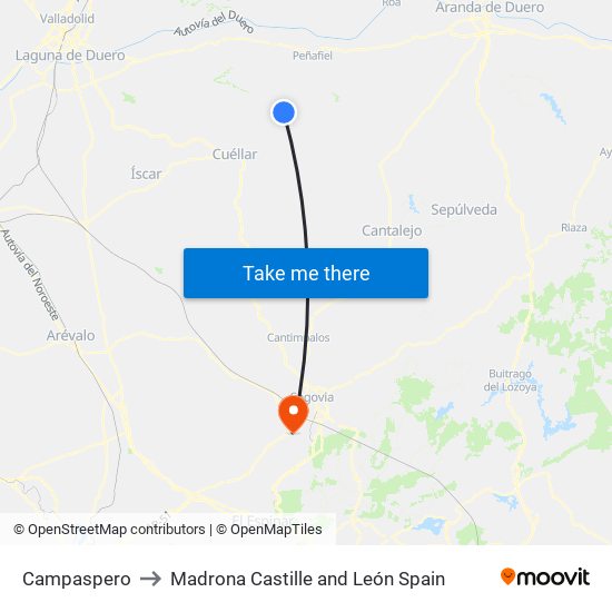 Campaspero to Madrona Castille and León Spain map