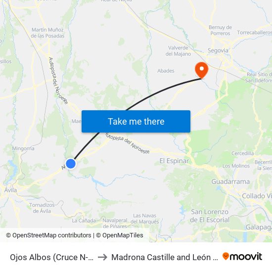 Ojos Albos (Cruce N-110) to Madrona Castille and León Spain map