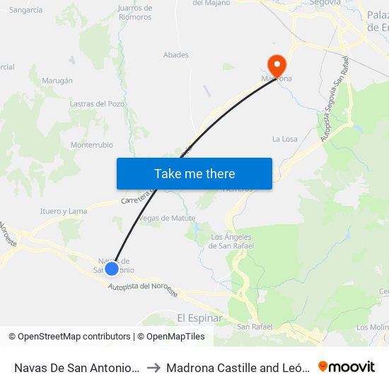 Navas De San Antonio (N-Vi) to Madrona Castille and León Spain map