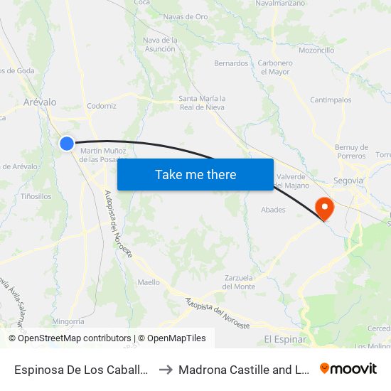 Espinosa De Los Caballeros (A-6) to Madrona Castille and León Spain map