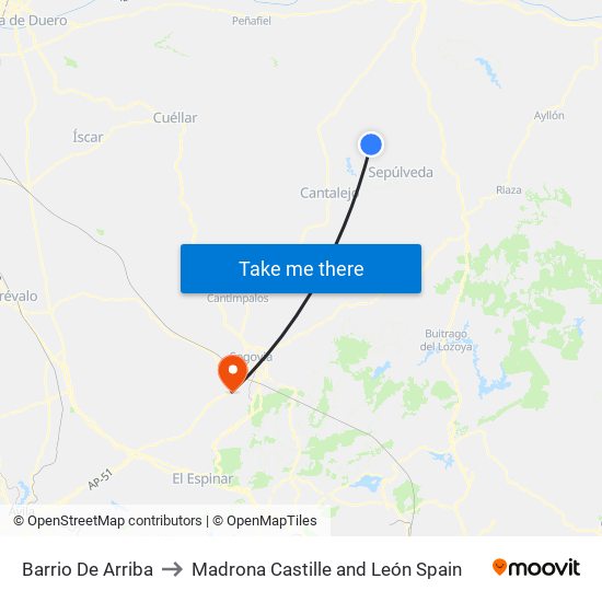 Barrio De Arriba to Madrona Castille and León Spain map