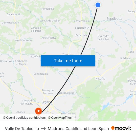 Valle De Tabladillo to Madrona Castille and León Spain map