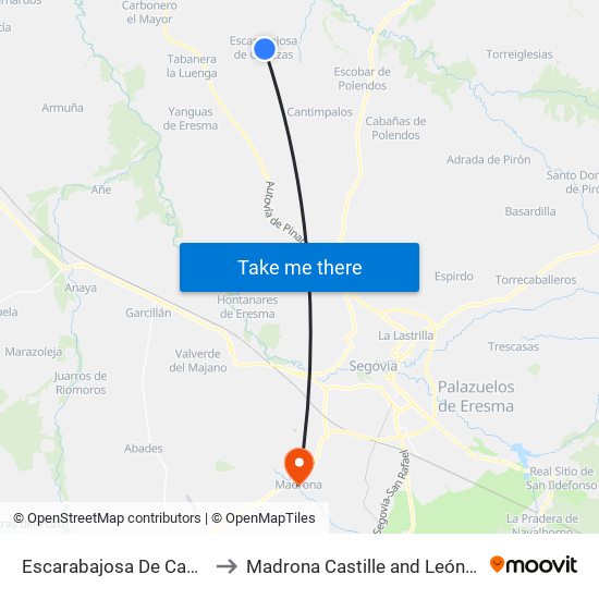 Escarabajosa De Cabezas to Madrona Castille and León Spain map