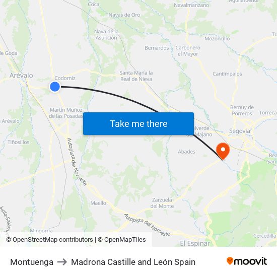 Montuenga to Madrona Castille and León Spain map