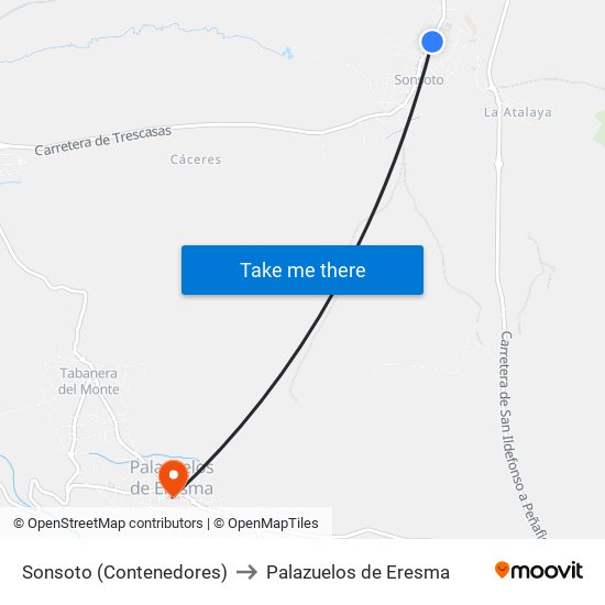 Sonsoto (Contenedores) to Palazuelos de Eresma map