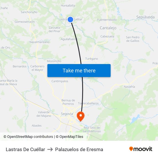 Lastras De Cuéllar to Palazuelos de Eresma map