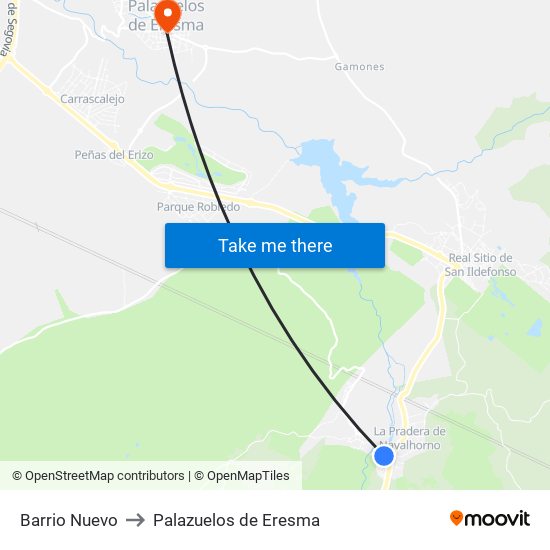 Barrio Nuevo to Palazuelos de Eresma map