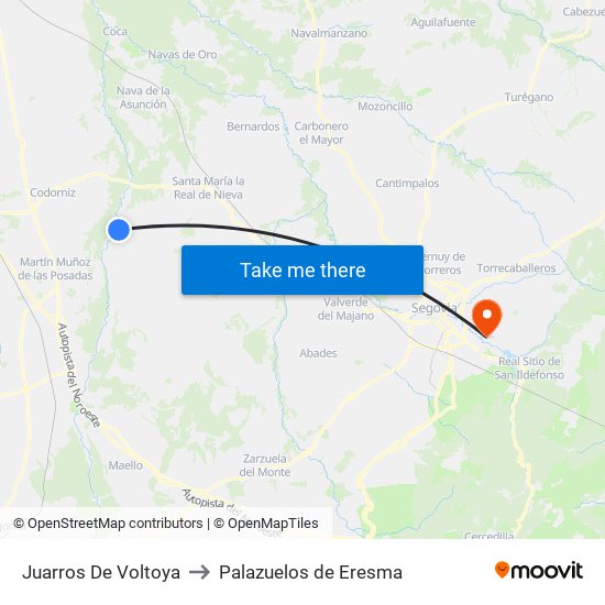 Juarros De Voltoya to Palazuelos de Eresma map