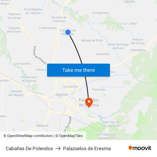 Cabañas De Polendos to Palazuelos de Eresma map