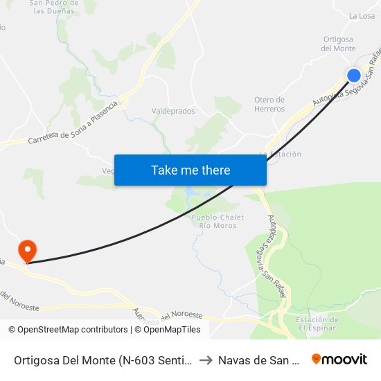 Ortigosa Del Monte (N-603 Sentido Segovia) to Navas de San Antonio map