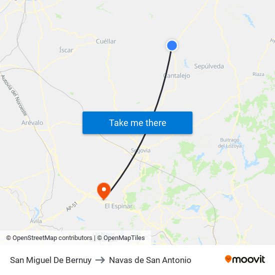 San Miguel De Bernuy to Navas de San Antonio map