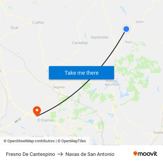 Fresno De Cantespino to Navas de San Antonio map