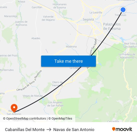 Cabanillas Del Monte to Navas de San Antonio map