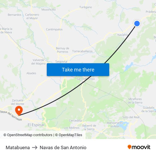 Matabuena to Navas de San Antonio map