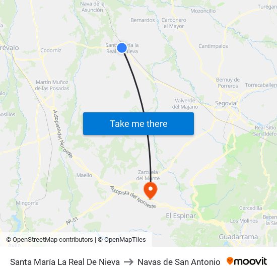 Santa María La Real De Nieva to Navas de San Antonio map