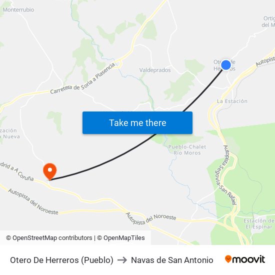Otero De Herreros (Pueblo) to Navas de San Antonio map