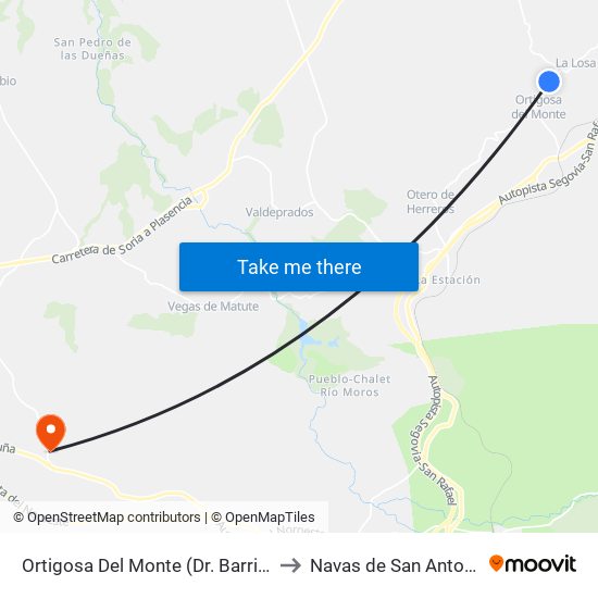 Ortigosa Del Monte (Dr. Barrios) to Navas de San Antonio map
