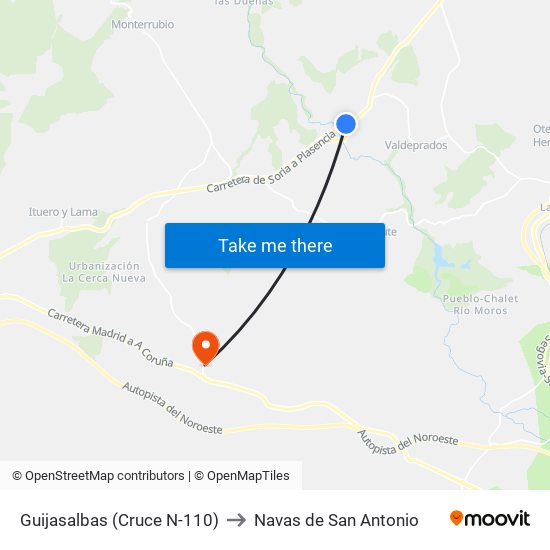 Guijasalbas (Cruce N-110) to Navas de San Antonio map