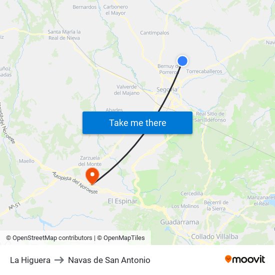 La Higuera to Navas de San Antonio map