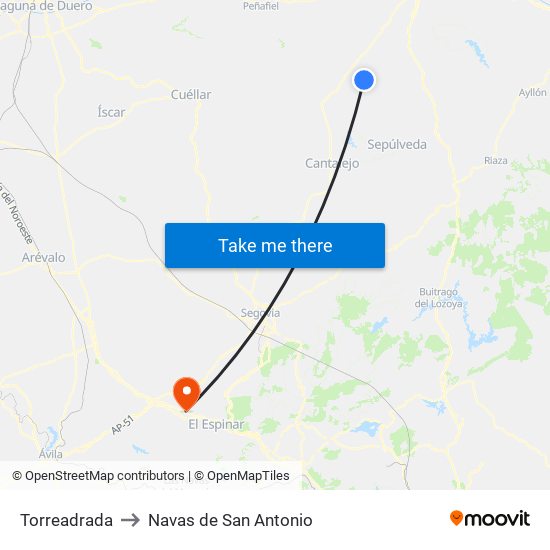 Torreadrada to Navas de San Antonio map
