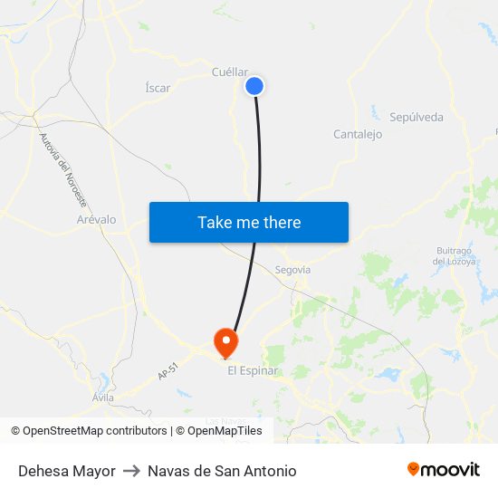 Dehesa Mayor to Navas de San Antonio map