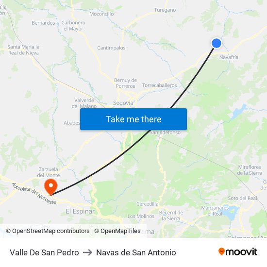 Valle De San Pedro to Navas de San Antonio map