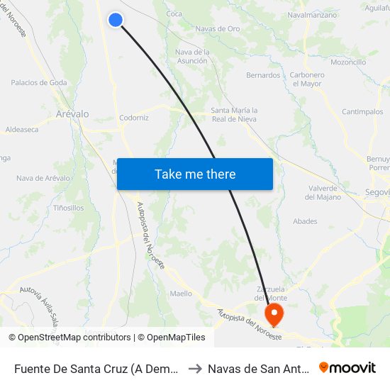 Fuente De Santa Cruz (A Demanda) to Navas de San Antonio map