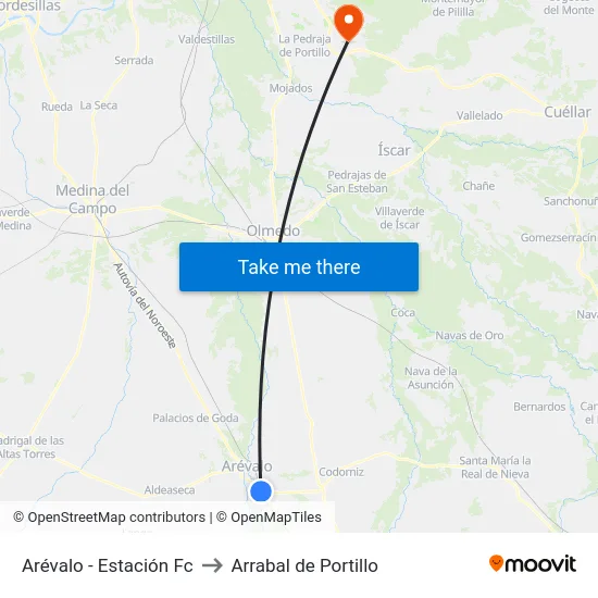 Arévalo - Estación Fc to Arrabal de Portillo map
