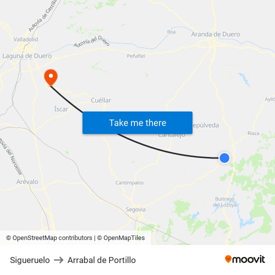 Sigueruelo to Arrabal de Portillo map