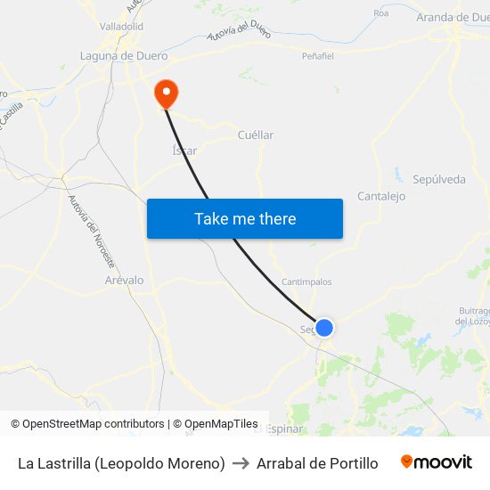 La Lastrilla (Leopoldo Moreno) to Arrabal de Portillo map