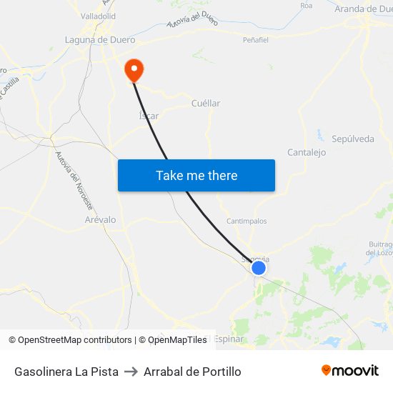 Gasolinera La Pista to Arrabal de Portillo map