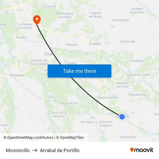 Mozoncillo to Arrabal de Portillo map