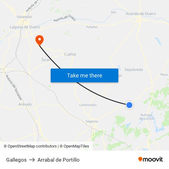 Gallegos to Arrabal de Portillo map