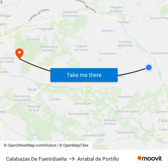 Calabazas De Fuentidueña to Arrabal de Portillo map