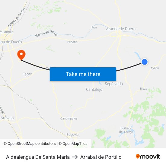 Aldealengua De Santa María to Arrabal de Portillo map