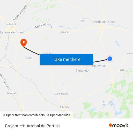 Grajera to Arrabal de Portillo map