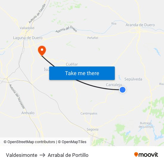Valdesimonte to Arrabal de Portillo map