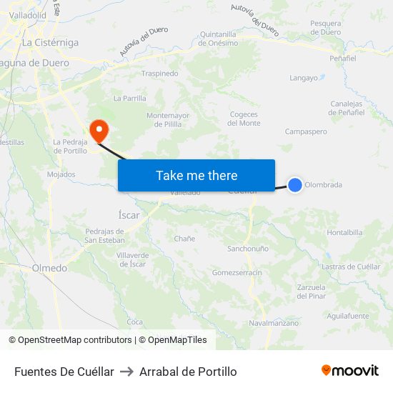 Fuentes De Cuéllar to Arrabal de Portillo map