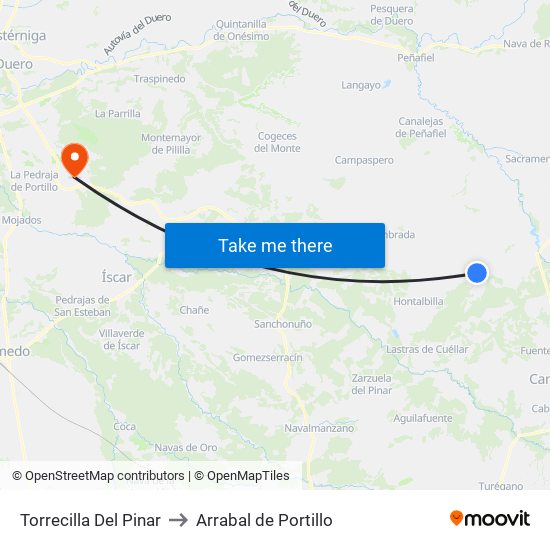 Torrecilla Del Pinar to Arrabal de Portillo map