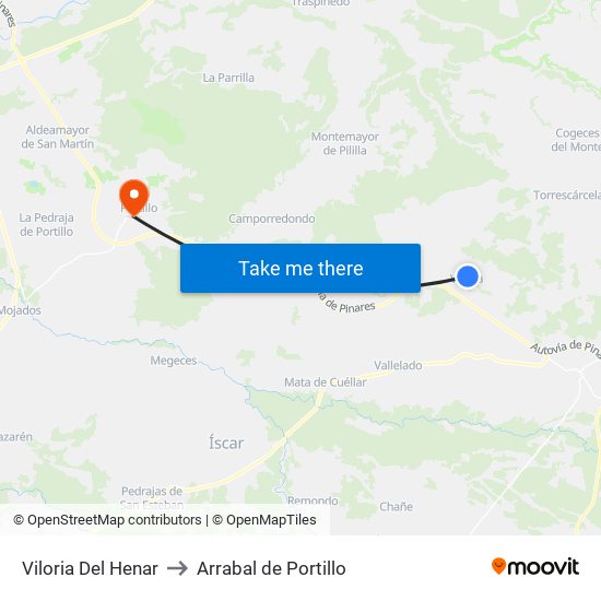 Viloria Del Henar to Arrabal de Portillo map