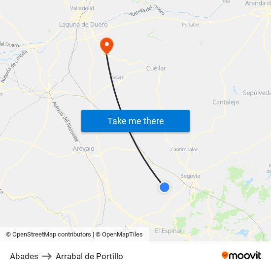 Abades to Arrabal de Portillo map