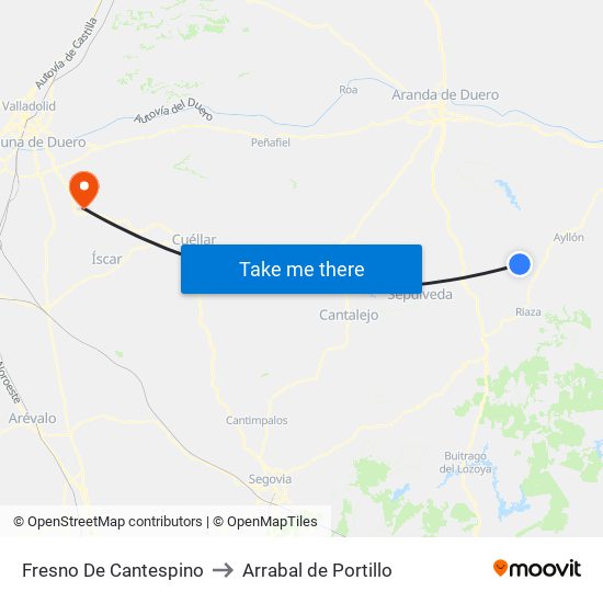 Fresno De Cantespino to Arrabal de Portillo map