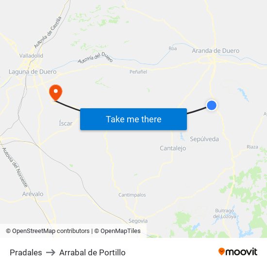 Pradales to Arrabal de Portillo map