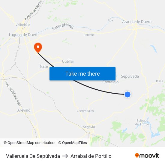 Valleruela De Sepúlveda to Arrabal de Portillo map