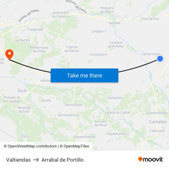 Valtiendas to Arrabal de Portillo map