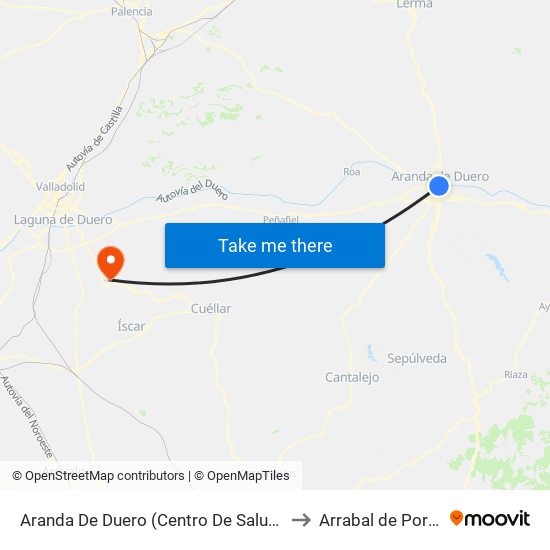 Aranda De Duero (Centro De Salud Sur) to Arrabal de Portillo map