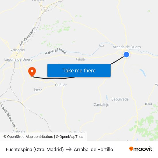 Fuentespina (Ctra. Madrid) to Arrabal de Portillo map